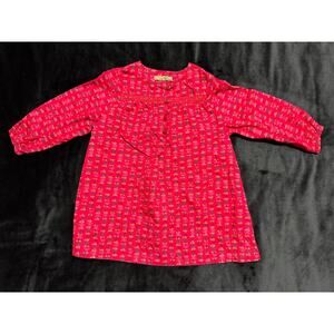Pink Chicken Red Mushrooms Baby Dress 12m